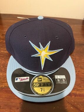 New Era Sunburst Tampa Bay Rays Fitted Baseball Cap Low Profile 7 3/4 B